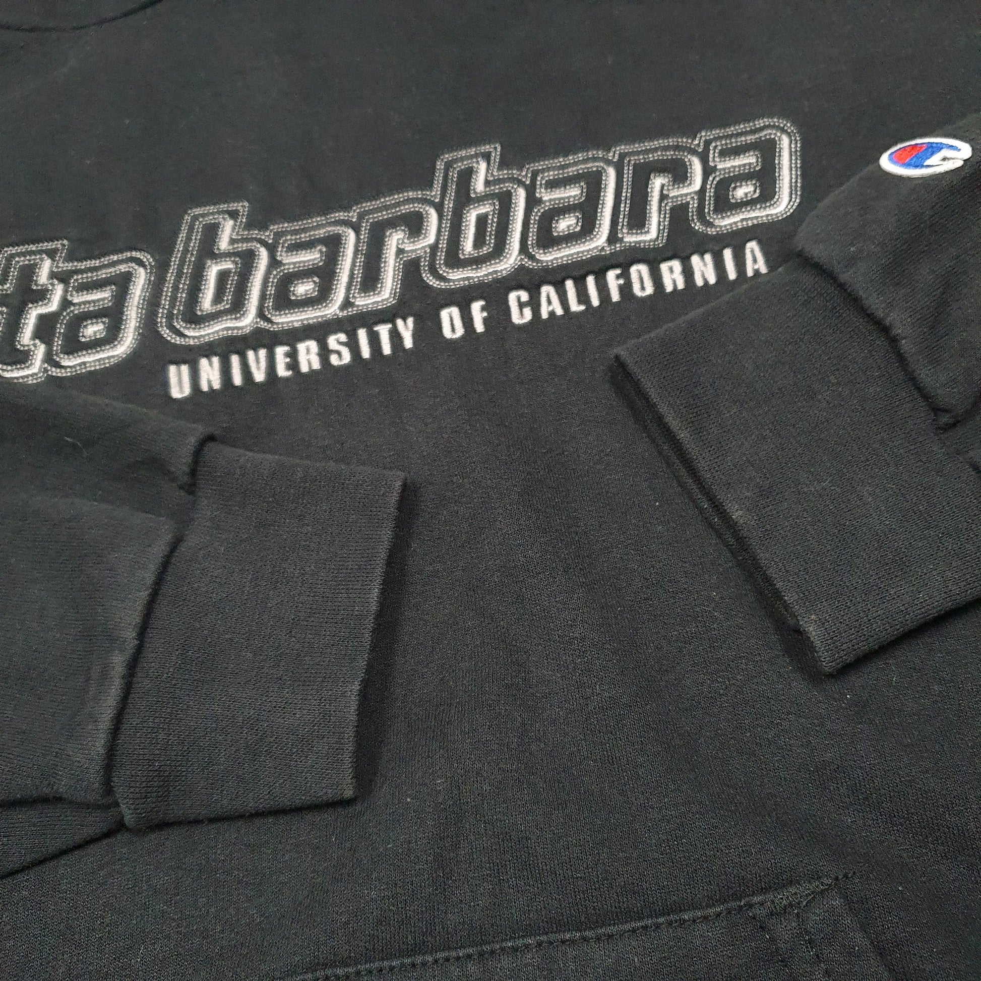 Mens Black Champion Santa Barbara University Of California Hoodie Jumper