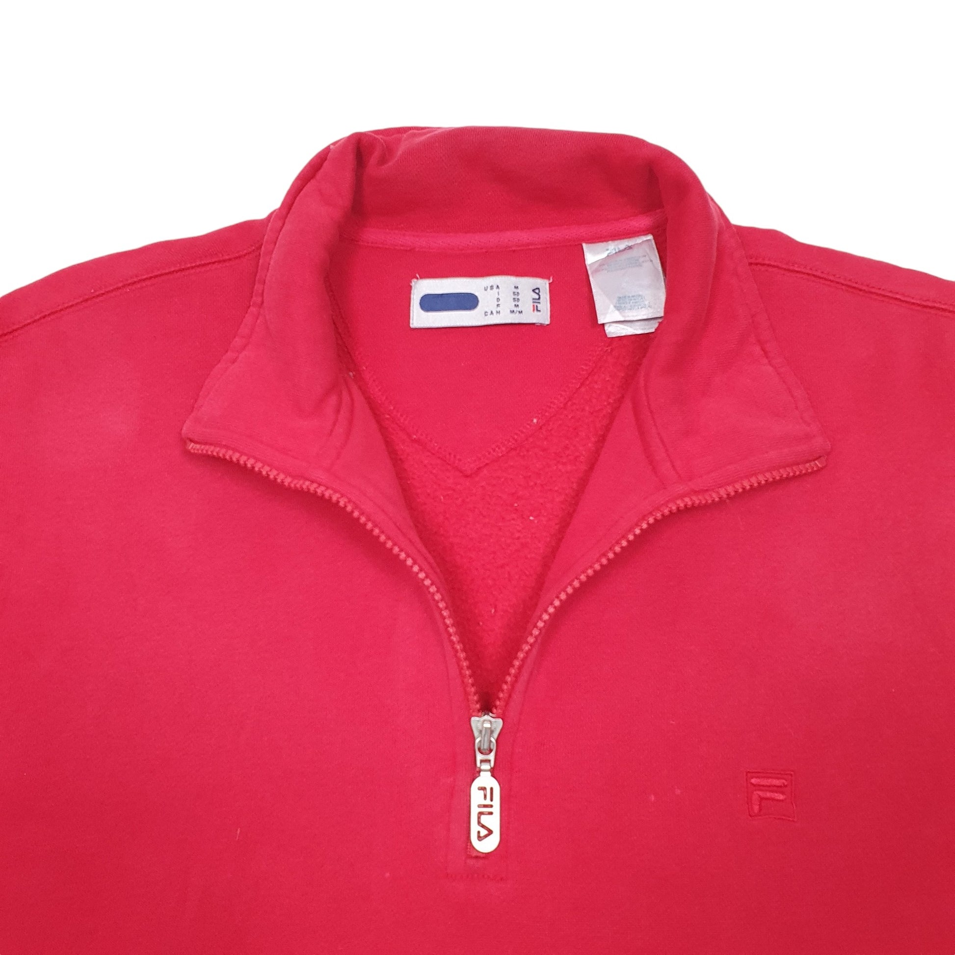Mens Red Fila Sweatshirt Quarter Zip Jumper