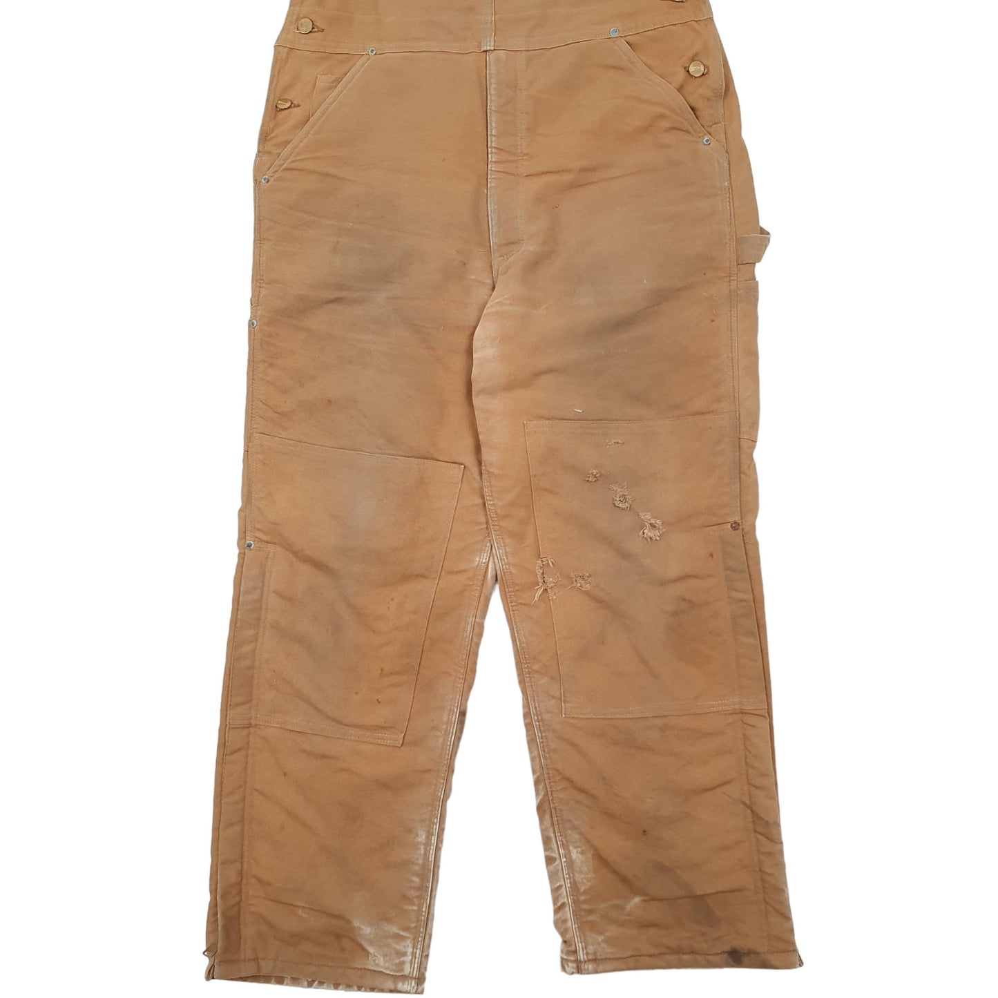 Mens Brown Carhartt R02 Made in USA Insulated Double Knee Dungaree Trousers