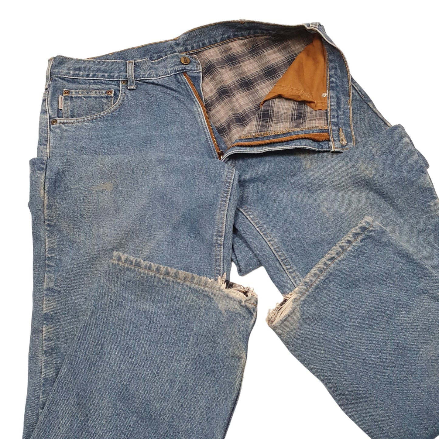 Mens Blue Carhartt Cotton Lined Insulated B172 JeansW36 L34