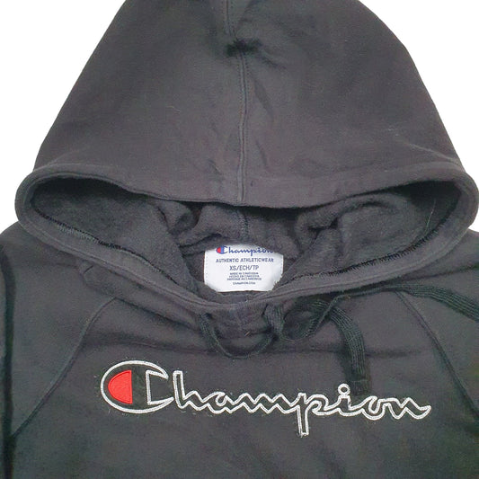 Mens Black Champion Spellout Hoodie Jumper