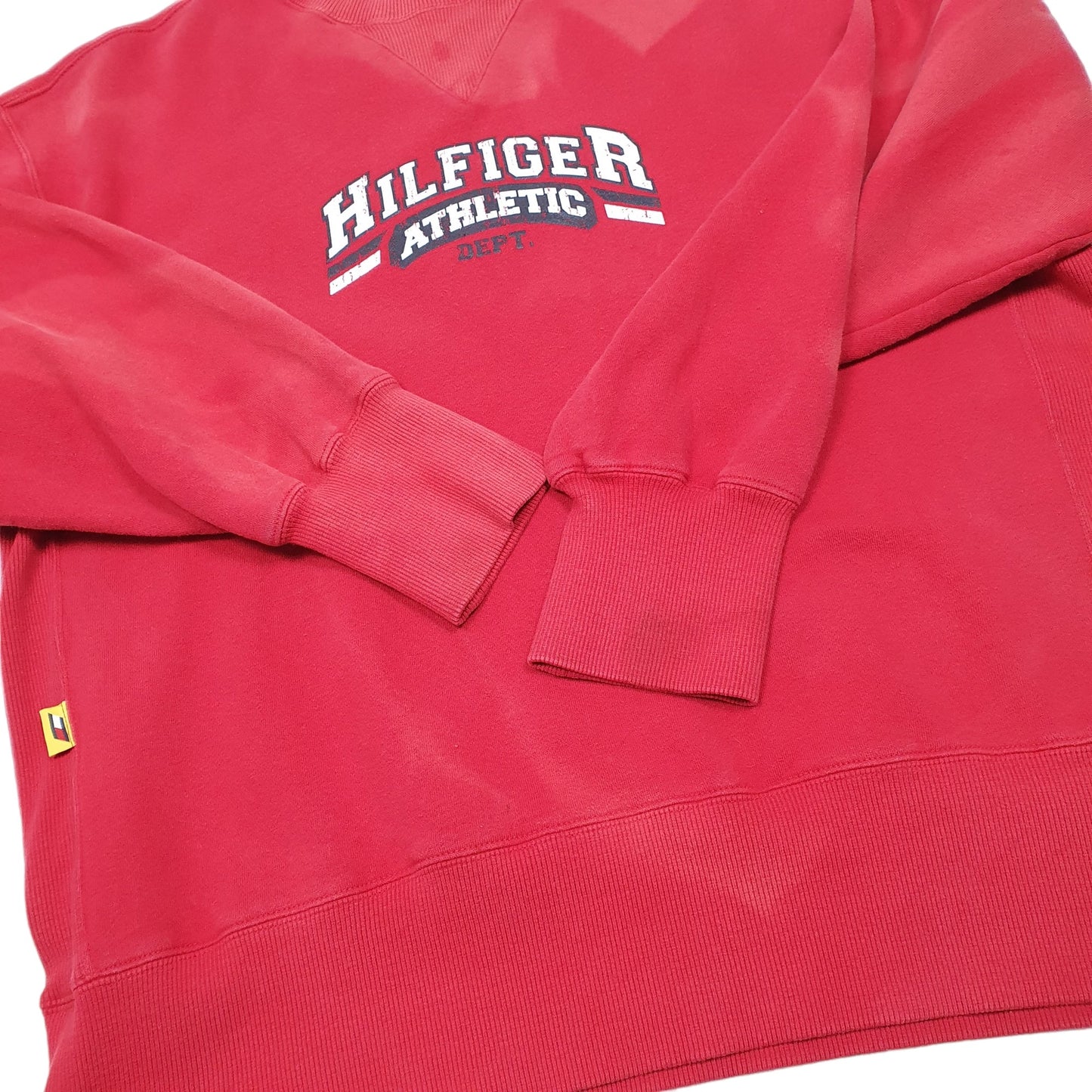 Mens Red Tommy Hilfiger Athletics Dept Crewneck Jumper