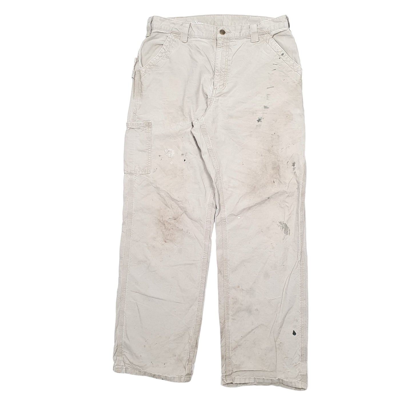 Mens Cream Carhartt B151 Carpenter Trousers