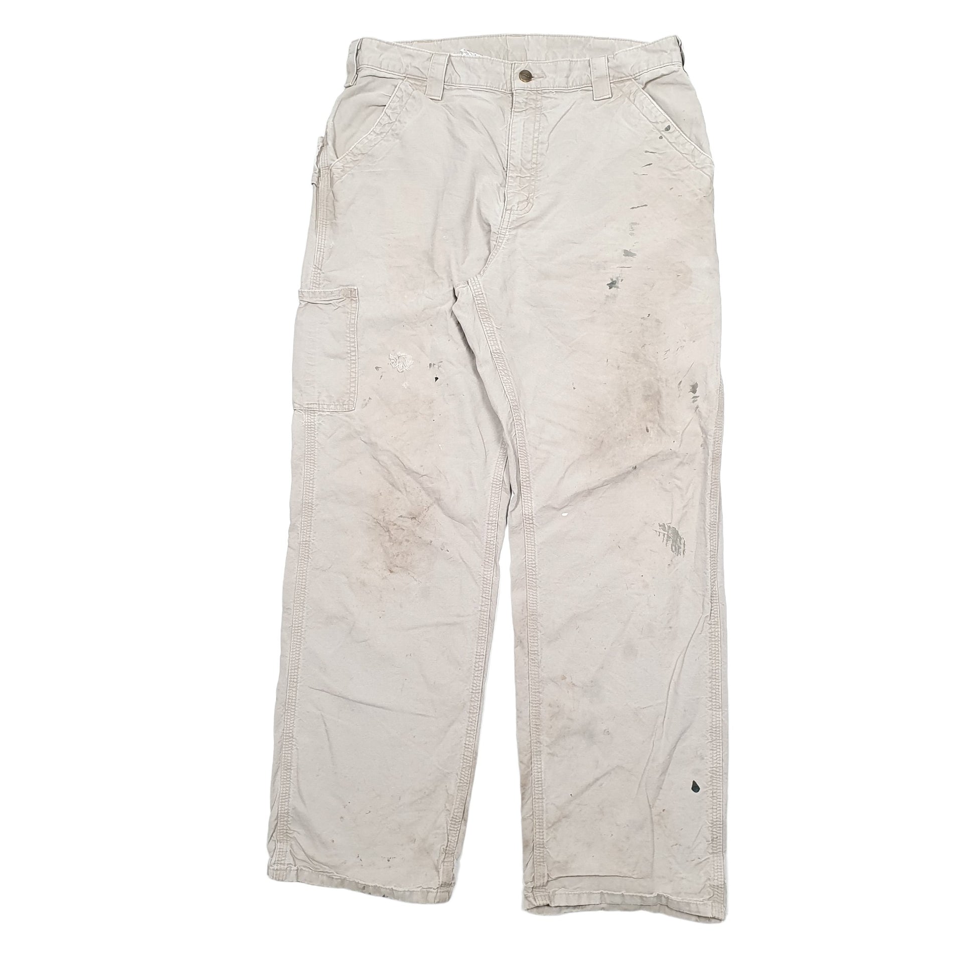 Mens Cream Carhartt B151 Carpenter Trousers
