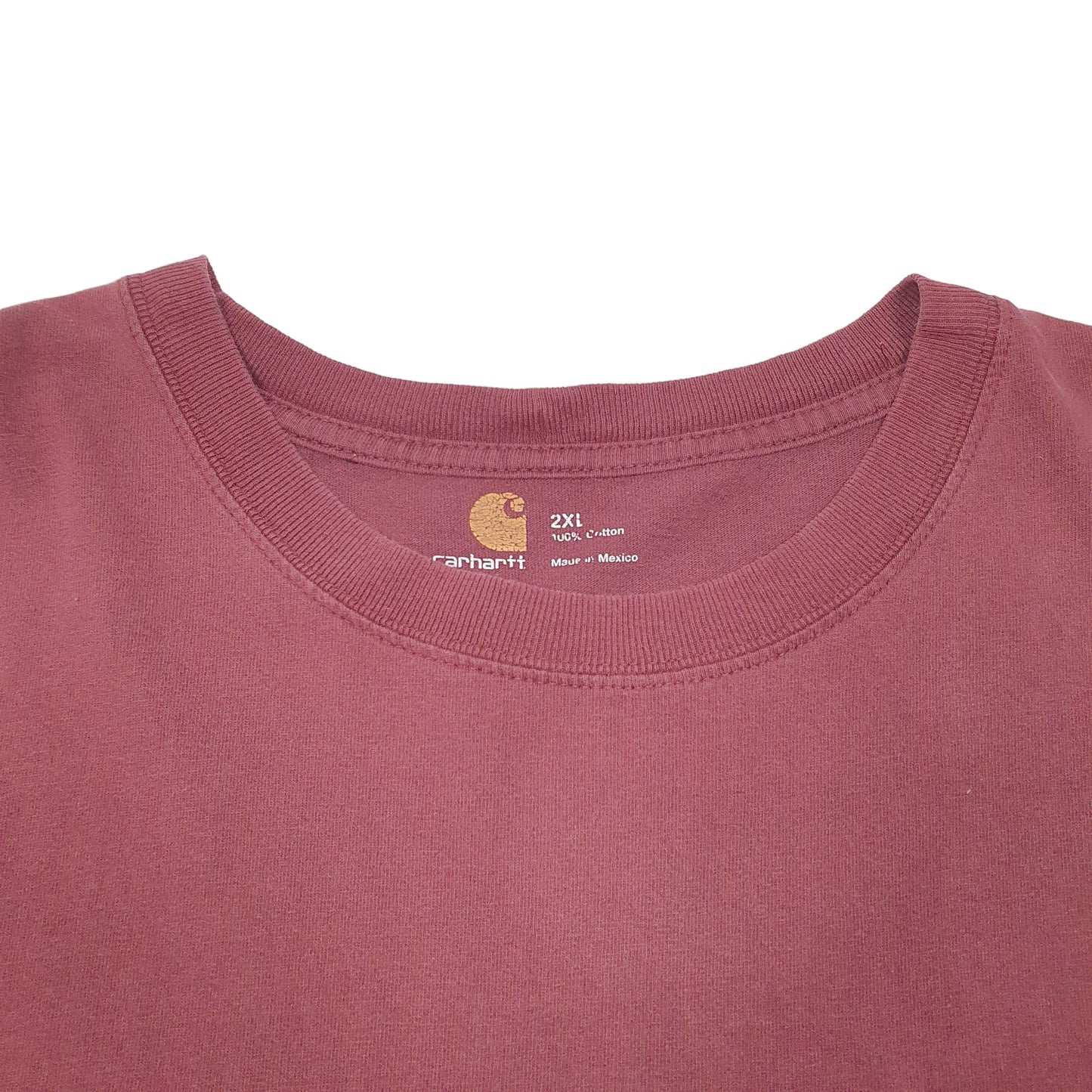 Mens Burgundy Carhartt Pocket Workwear Short Sleeve T Shirt