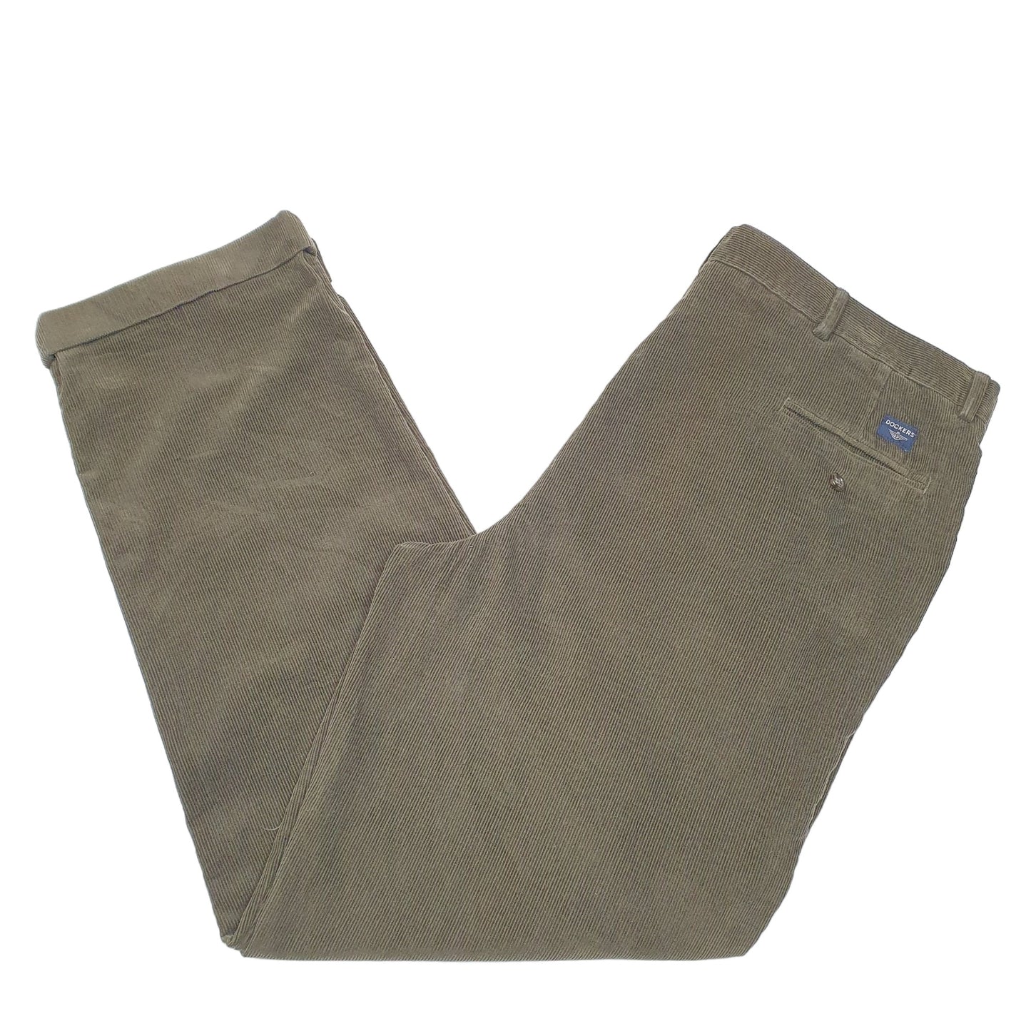 Mens Brown Dockers Double Pleated Corduroy Trousers