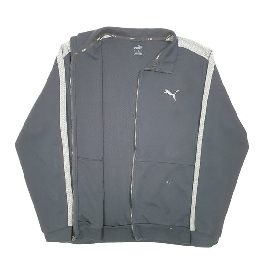 Mens Black Puma Active Top Gym Running Full Zip Jumper
