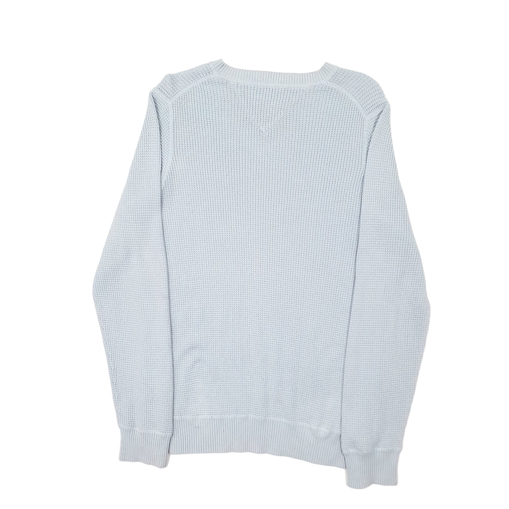 Mens Blue Tommy Hilfiger Chunky Knit Waffle Crewneck Jumper