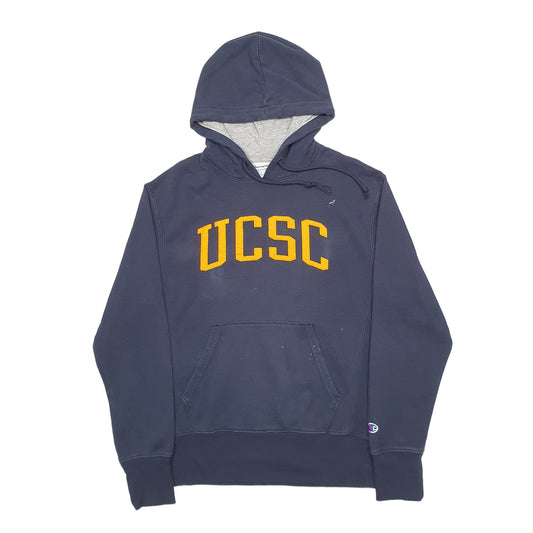 Mens Navy Champion Spellout USA College Hoodie Jumper