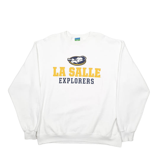 Mens White Champion La Salle Explorers USA College Crewneck Jumper