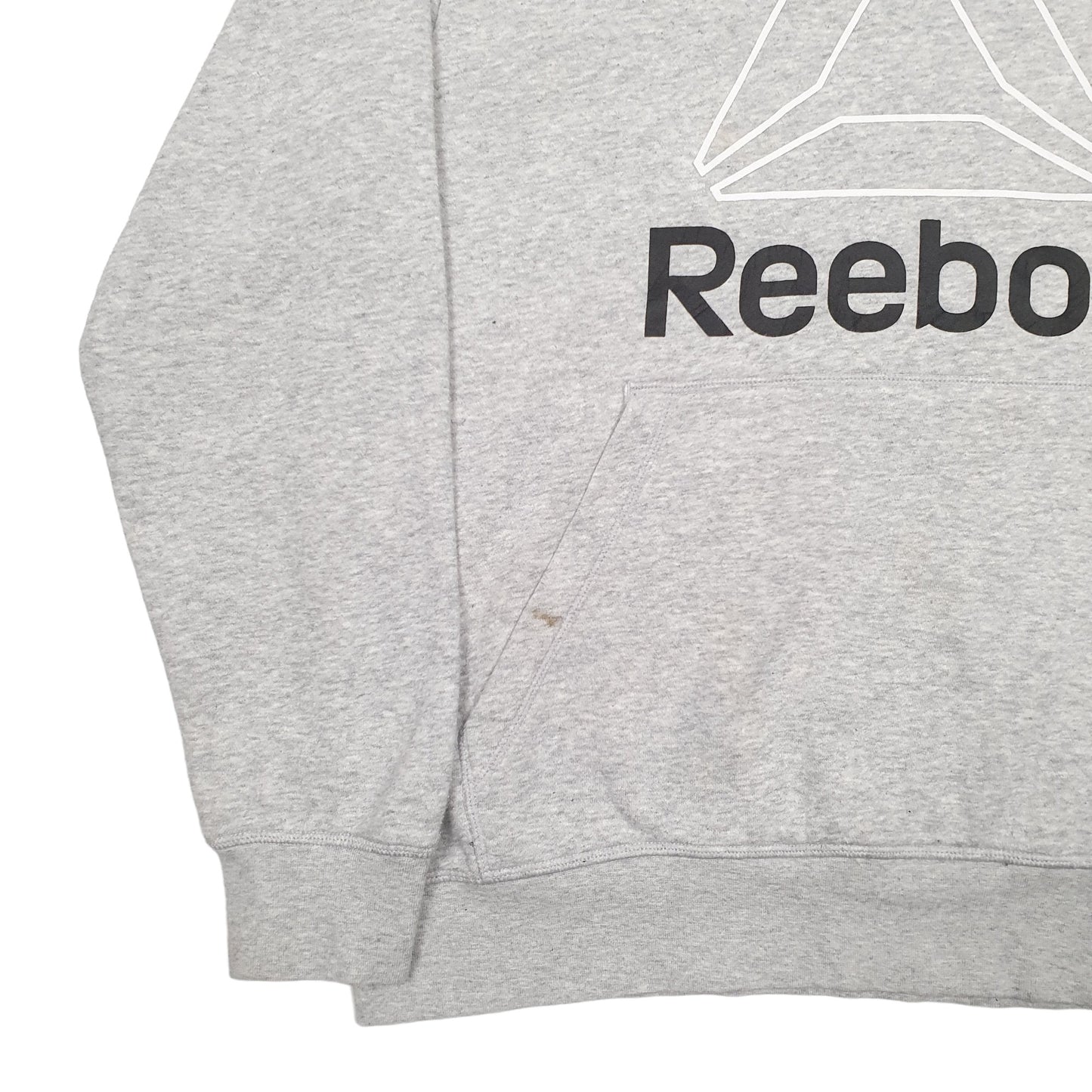 Mens Grey Reebok Spellout Hoodie Jumper
