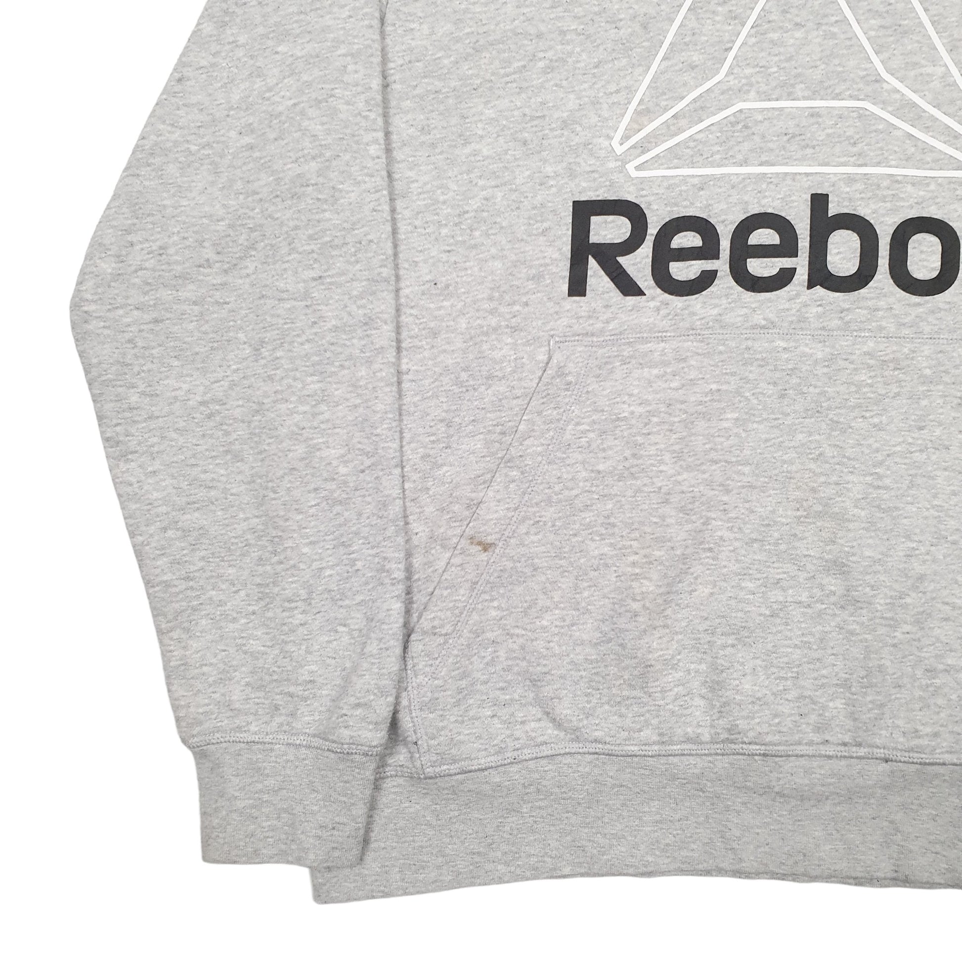 Mens Grey Reebok Spellout Hoodie Jumper